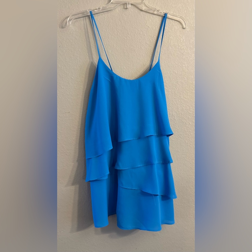 NY&Co Women’s Bright Blue Tiered Ruffle Spaghetti Strap Cami Top size XL